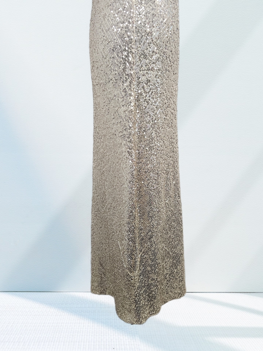 Gold Sequin Scoop Neck Sleeveless Long Gown Dress Formal Party Wedding Prom EUC - Picture 13 of 16